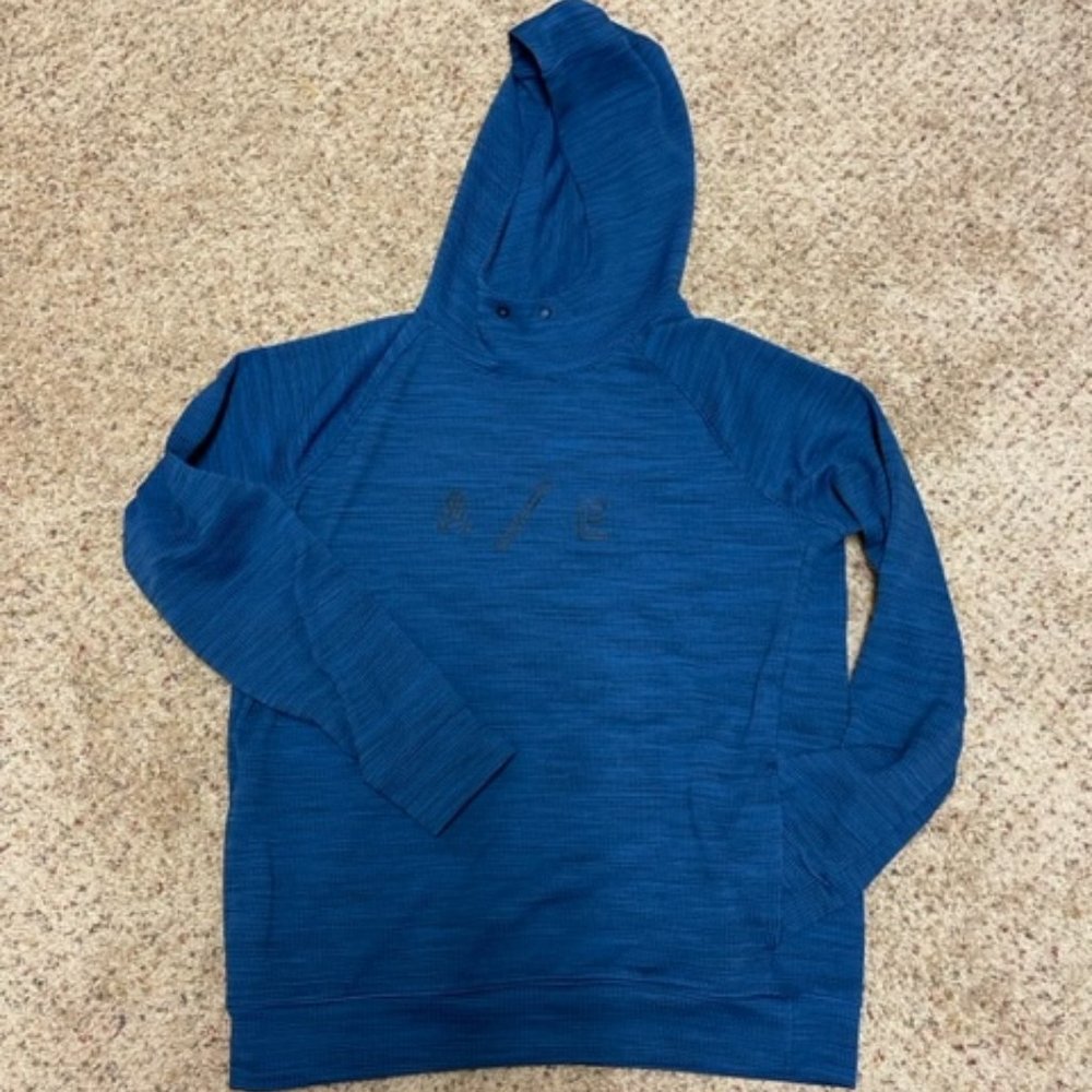 American Eagle Outfitters Blue wit Black Ridged Pullover with Hood- M